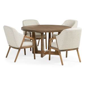 Modern 5-Piece Round Dining Set - Tall Back Side Chairs