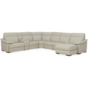 Urban Cement Leather 7 Piece Power Reclining Chaise Sectional (RAF)