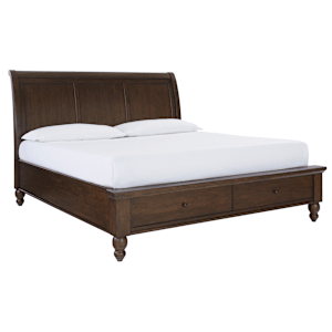 Cambridge Queen Sleigh Storage Bed - Classic Cherry
